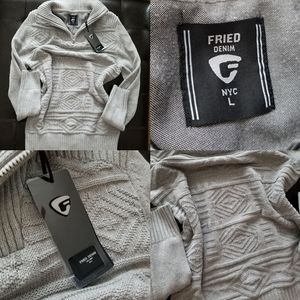 ❗Fried Denim Gray Quarter Zip Long Sleeve Sweater Large❗